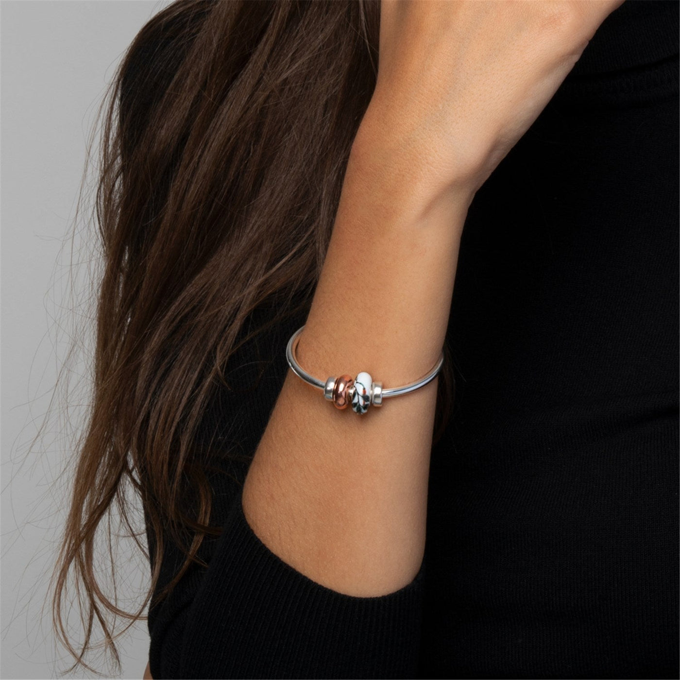 Sterling Silver Bangle with 2 x Silver Spacers